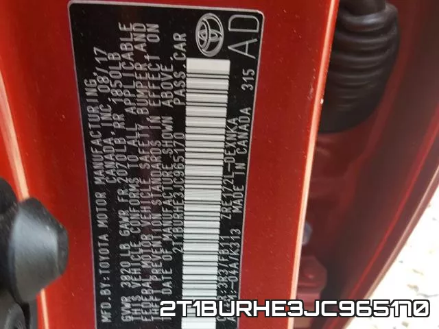 2T1BURHE3JC965170 фото 2