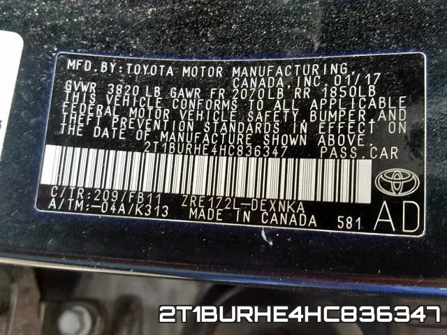 2T1BURHE4HC836347 фото 2