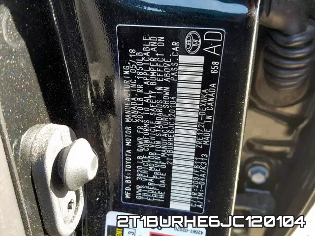 2T1BURHE6JC120104 фото 2