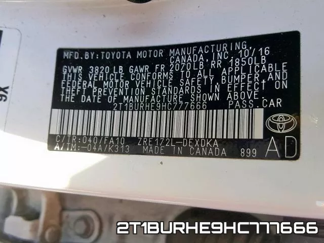 2T1BURHE9HC777666 фото 2