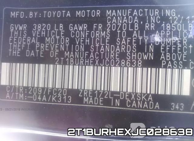 2T1BURHEXJC028638 фото 10