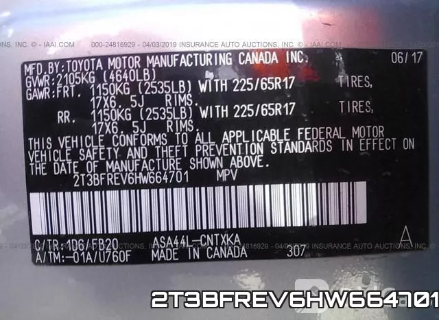 2T3BFREV6HW664701 фото 10