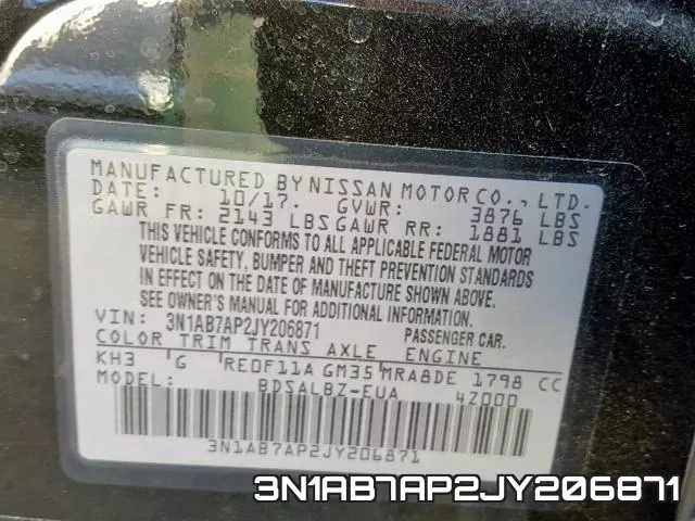 3N1AB7AP2JY206871 фото 2