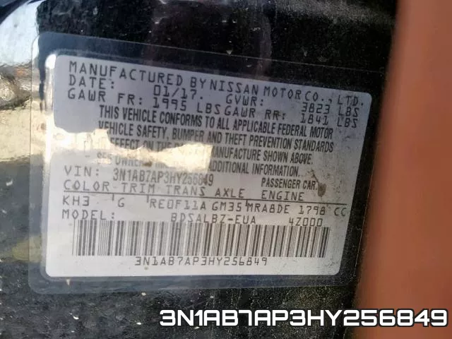 3N1AB7AP3HY256849 фото 2