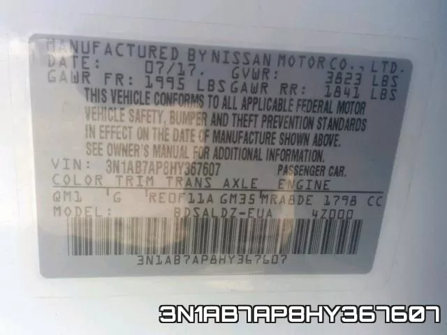 3N1AB7AP8HY367607 фото 2