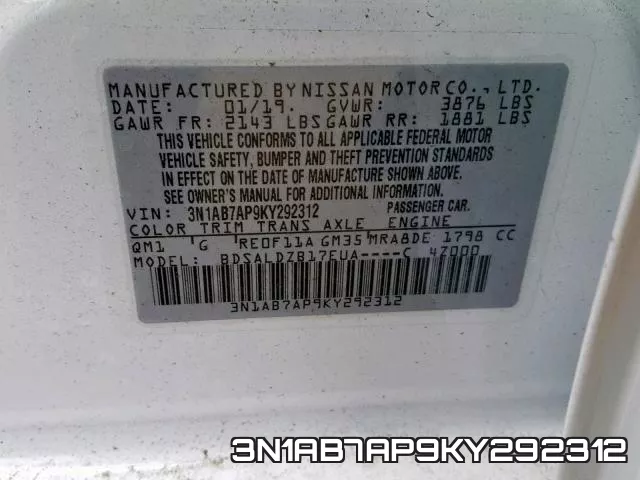 3N1AB7AP9KY292312 фото 2