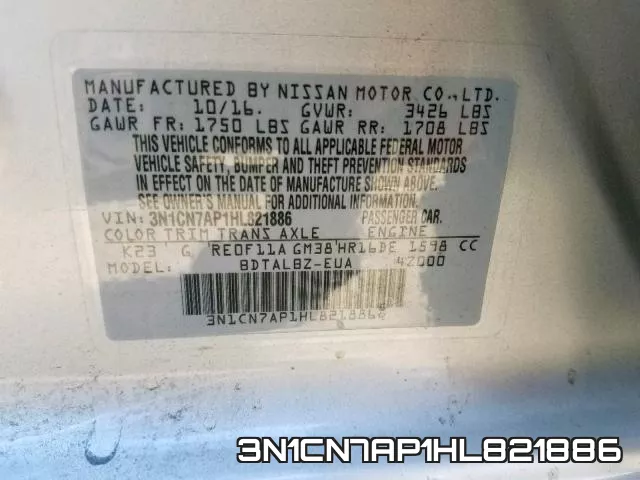 3N1CN7AP1HL821886 фото 2