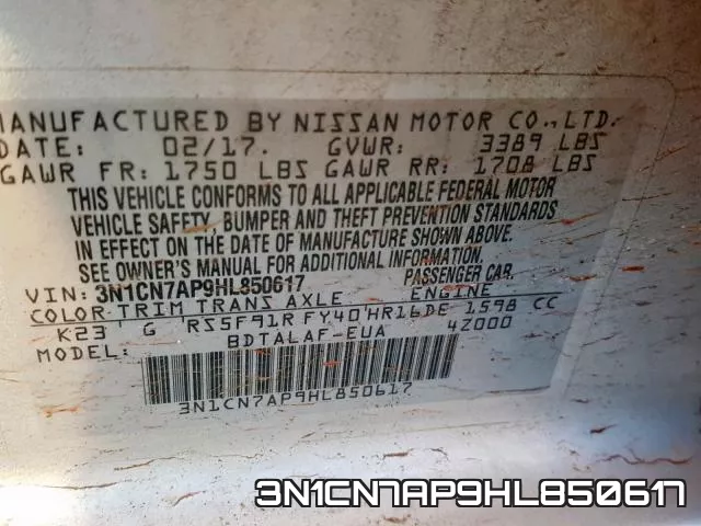 3N1CN7AP9HL850617 фото 2