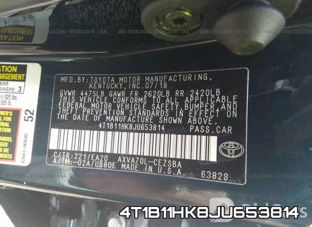 4T1B11HK8JU653814 фото 10