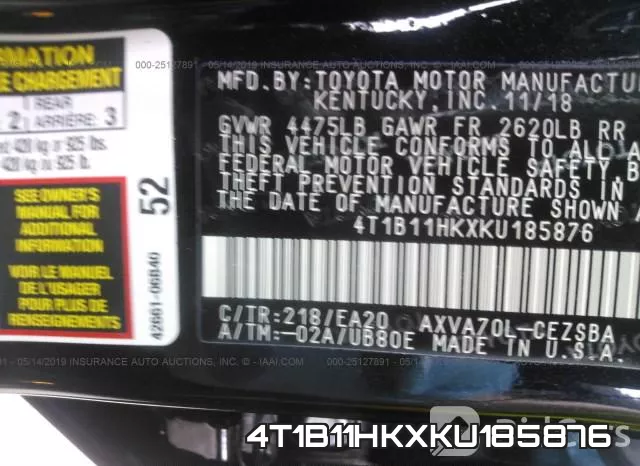 4T1B11HKXKU185876 фото 10
