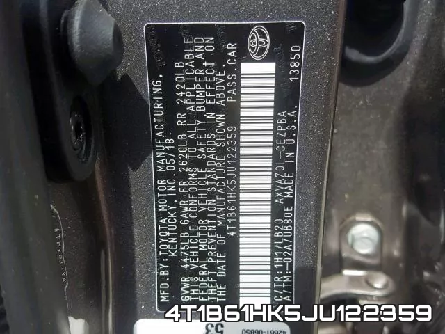 4T1B61HK5JU122359 фото 2