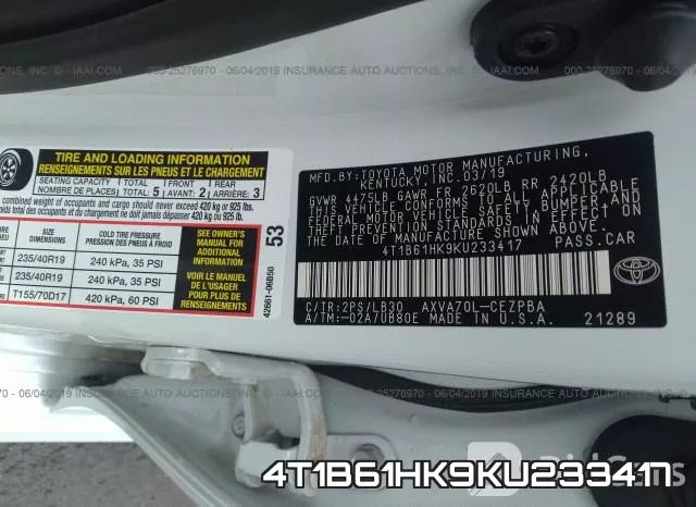 4T1B61HK9KU233417 фото 10