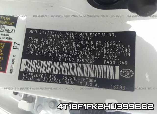 4T1BF1FK2HU399662 фото 9