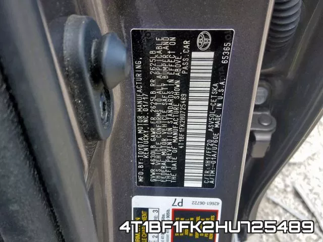 4T1BF1FK2HU725489 фото 2
