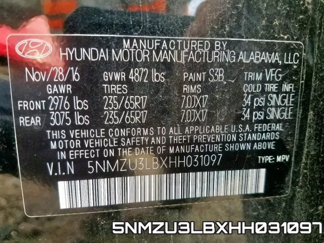 5NMZU3LBXHH031097 фото 2