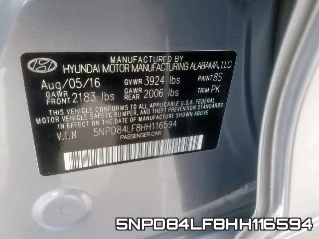 5NPD84LF8HH116594 фото 2
