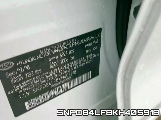 5NPD84LF8KH405918 фото 2