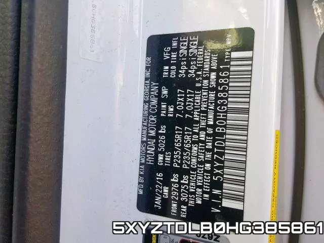 5XYZTDLB0HG385861 фото 2