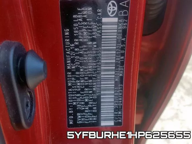 5YFBURHE1HP625655 фото 2