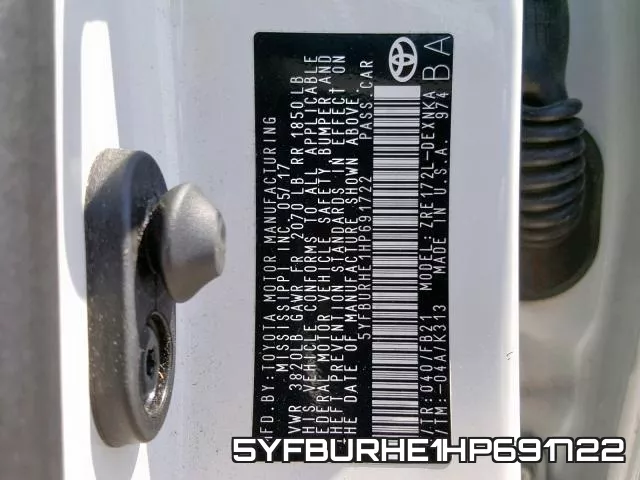 5YFBURHE1HP691722 фото 2