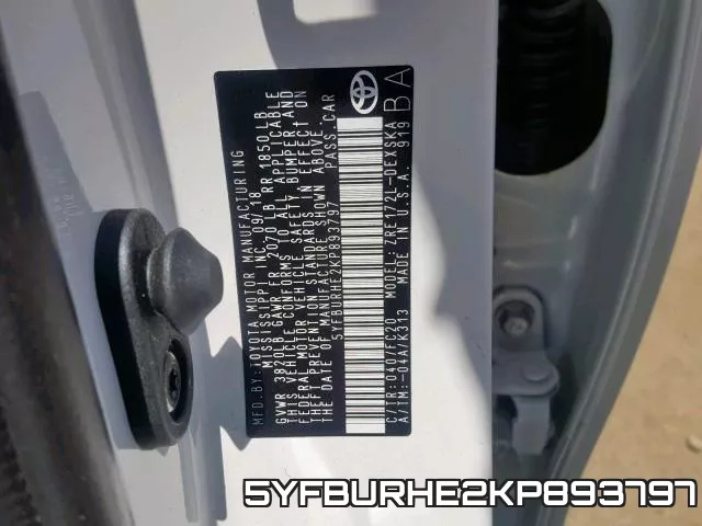 5YFBURHE2KP893797 фото 2