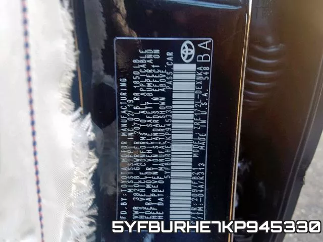 5YFBURHE7KP945330 фото 2