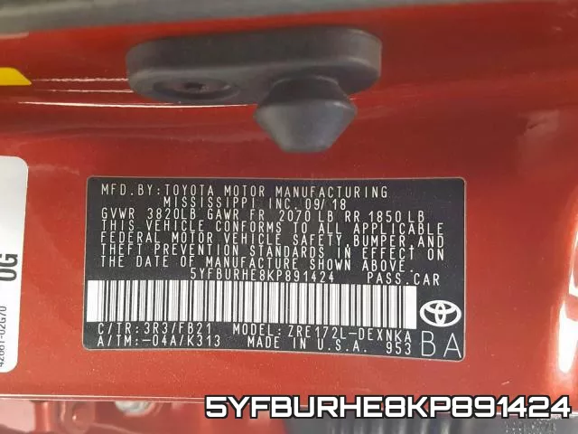 5YFBURHE8KP891424 фото 2