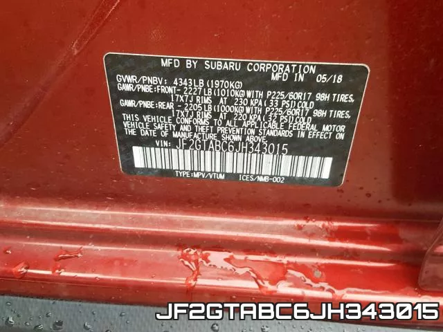 JF2GTABC6JH343015 фото 2
