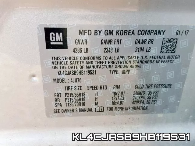 KL4CJASB9HB119531 фото 2