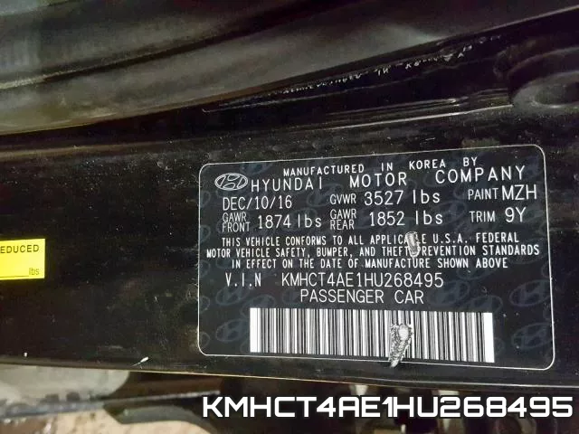 KMHCT4AE1HU268495 фото 2
