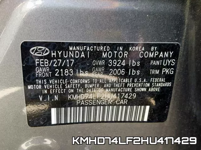 KMHD74LF2HU417429 фото 2