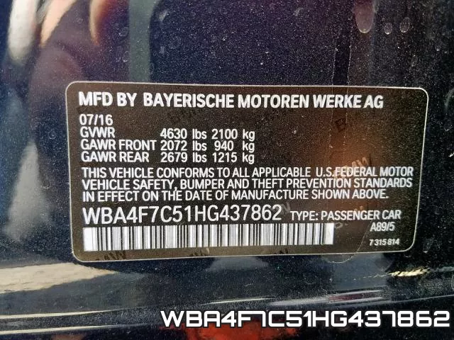 WBA4F7C51HG437862 фото 2