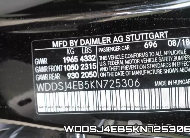 WDDSJ4EB5KN725306 фото 10