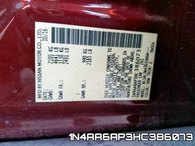 1N4AA6AP3HC386073 фото 2