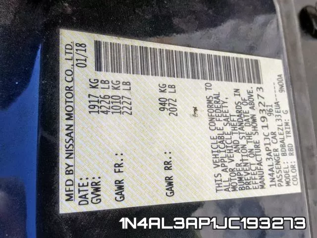 1N4AL3AP1JC193273 фото 2