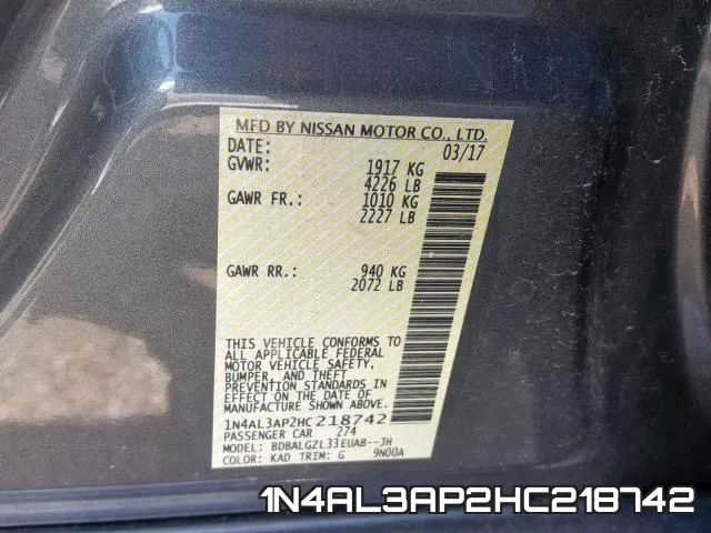 1N4AL3AP2HC218742 фото 2