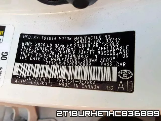 2T1BURHE7HC836889 фото 2