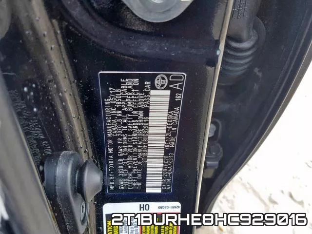 2T1BURHE8HC929016 фото 2