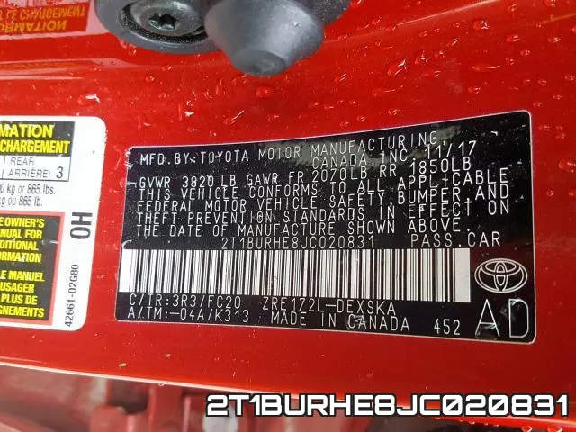 2T1BURHE8JC020831 фото 2