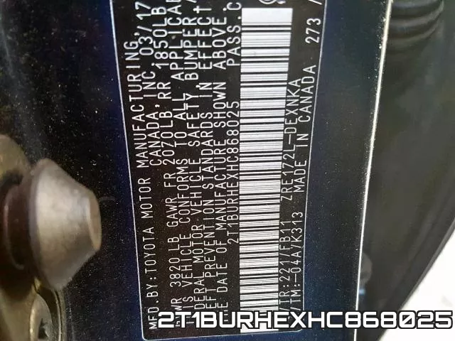 2T1BURHEXHC868025 фото 2