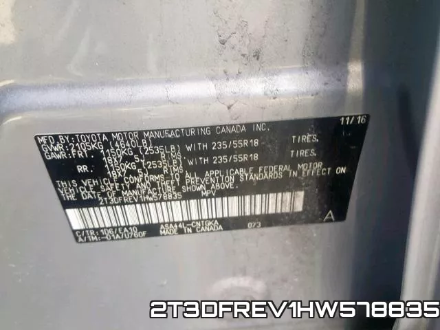 2T3DFREV1HW578835 фото 2
