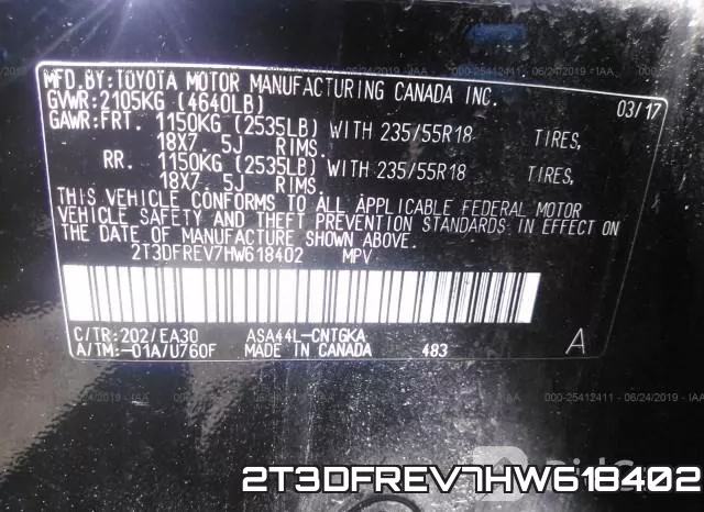 2T3DFREV7HW618402 фото 10