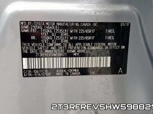 2T3RFREV5HW598821 фото 2