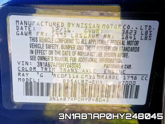3N1AB7AP0HY248045 фото 2