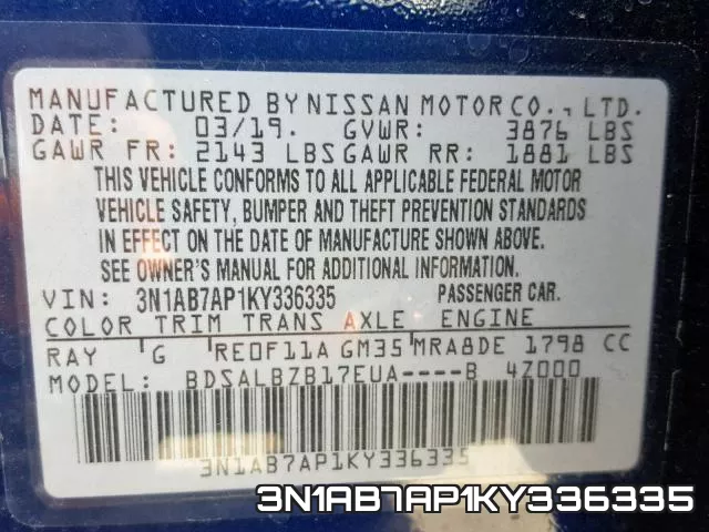 3N1AB7AP1KY336335 фото 2
