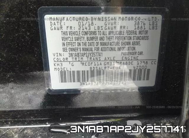 3N1AB7AP2JY257741 фото 10