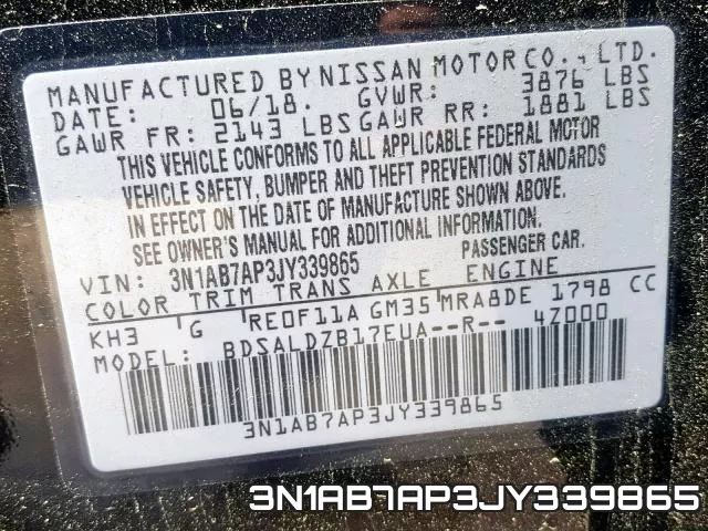 3N1AB7AP3JY339865 фото 2
