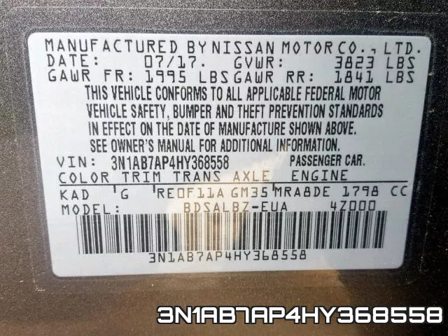 3N1AB7AP4HY368558 фото 2
