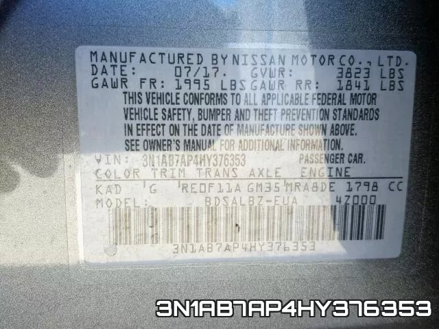 3N1AB7AP4HY376353 фото 2