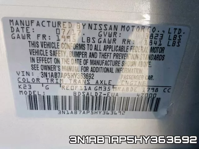 3N1AB7AP5HY363692 фото 2